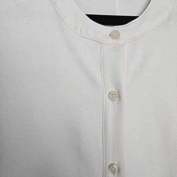 Ayr Serenity Now Cream Pima Cotton 90s Maxi Dress L Button Front Minimalist - Picture 11 of 11